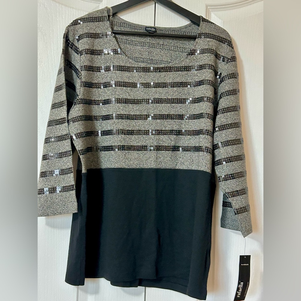 Rafaella Striped Sequin Sweater Dress Size 2X